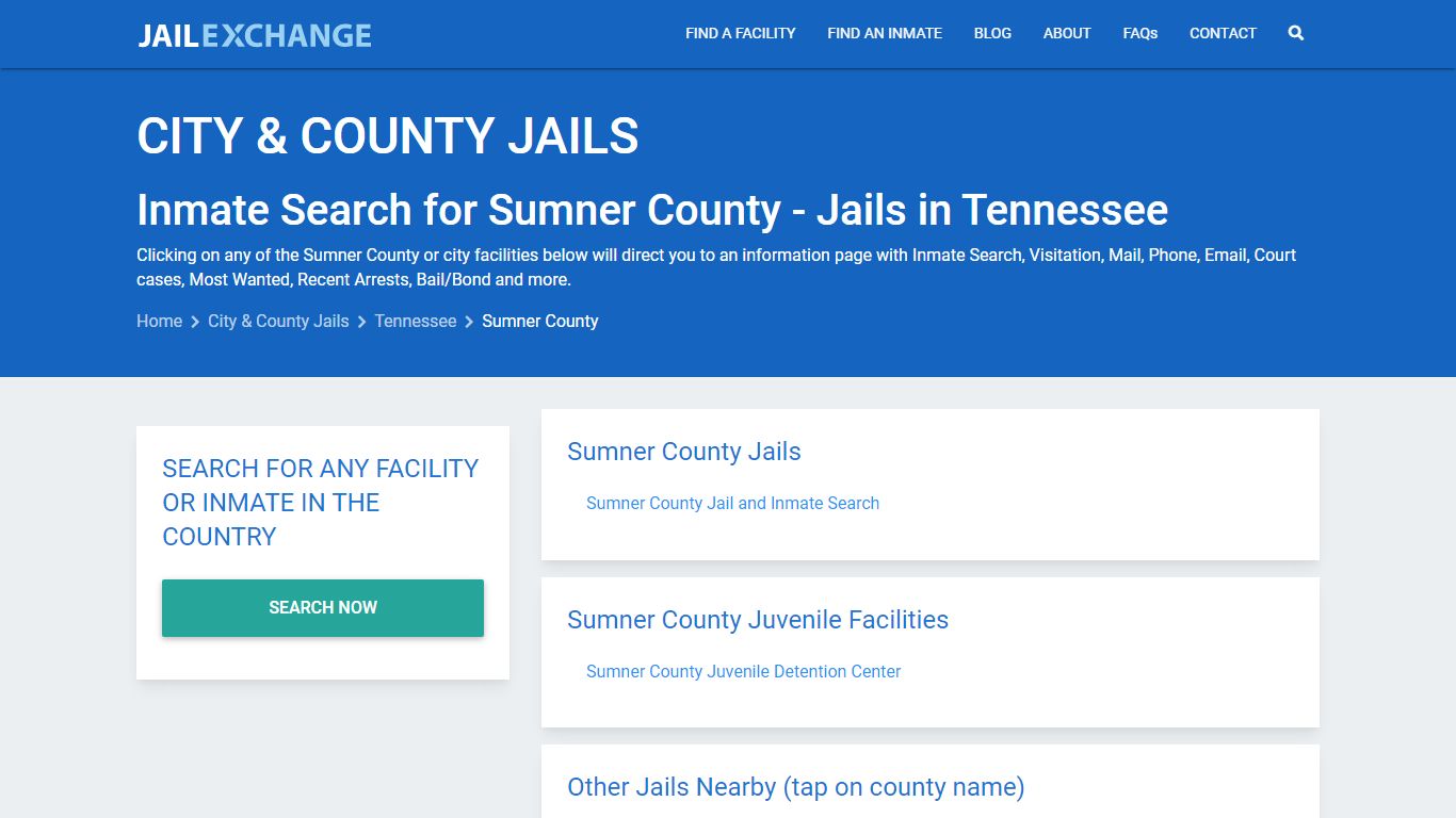 Inmate Search for Sumner County | Jails in Tennessee - Jail Exchange